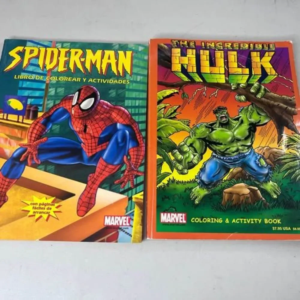 Vintage Marvel The Incredible Hulk and Spider-Man Coloring & Activity Books
